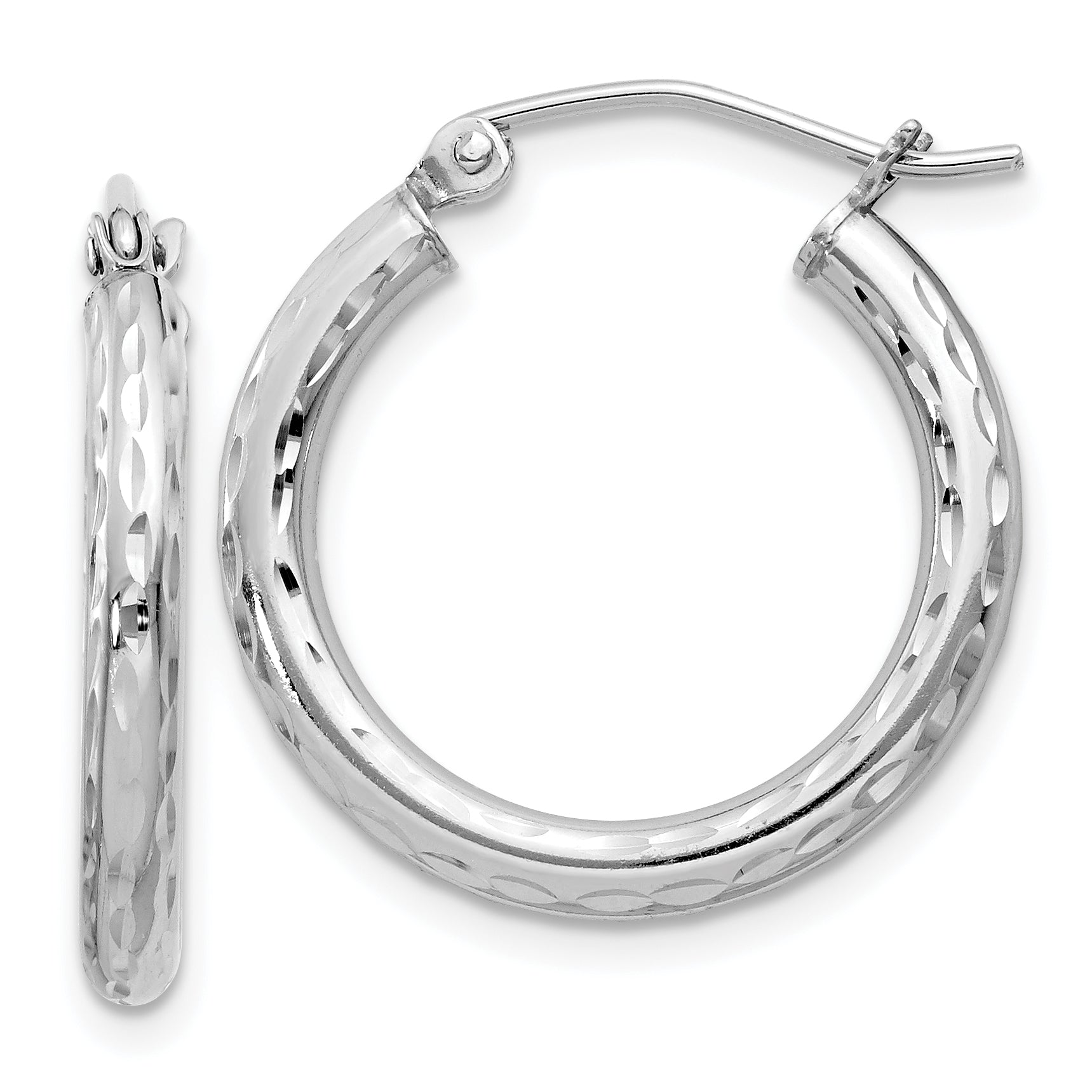Sterling Silver Rhodium-plated 2.5mm Diamond-cut Hoop Earrings Main image