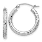 Sterling Silver Rhodium-plated 2.5mm Diamond-cut Hoop Earrings