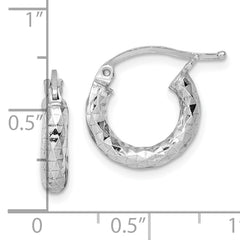 Sterling Silver Rhodium-plated 3.00mm Diamond-cut Hoop Earrings