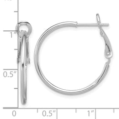 Sterling Silver Rhodium-plated 1.5mm Omega Back Round Hoop Earrings