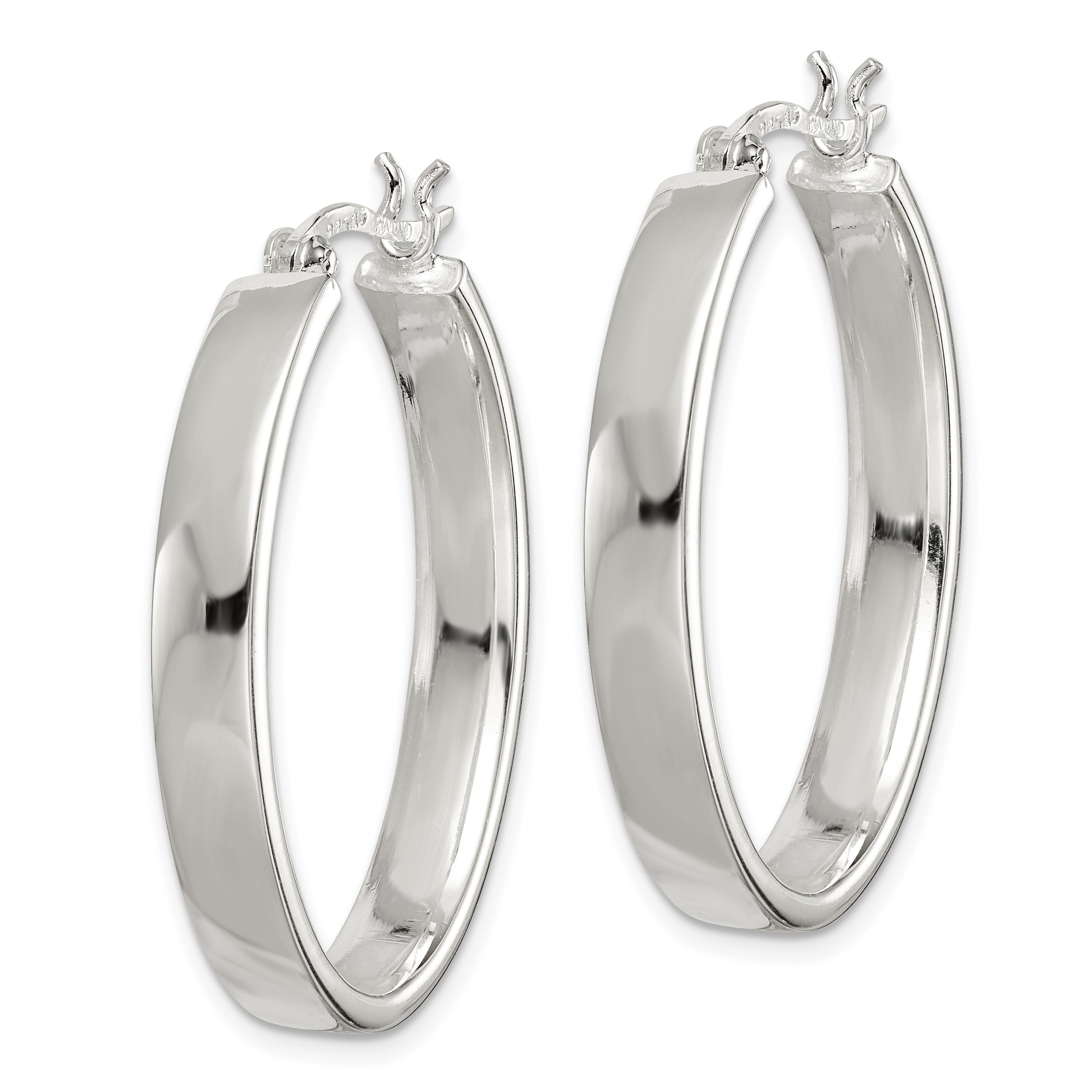 Sterling Silver Polished 4.75mm Oval Hoop Earrings Secondary image