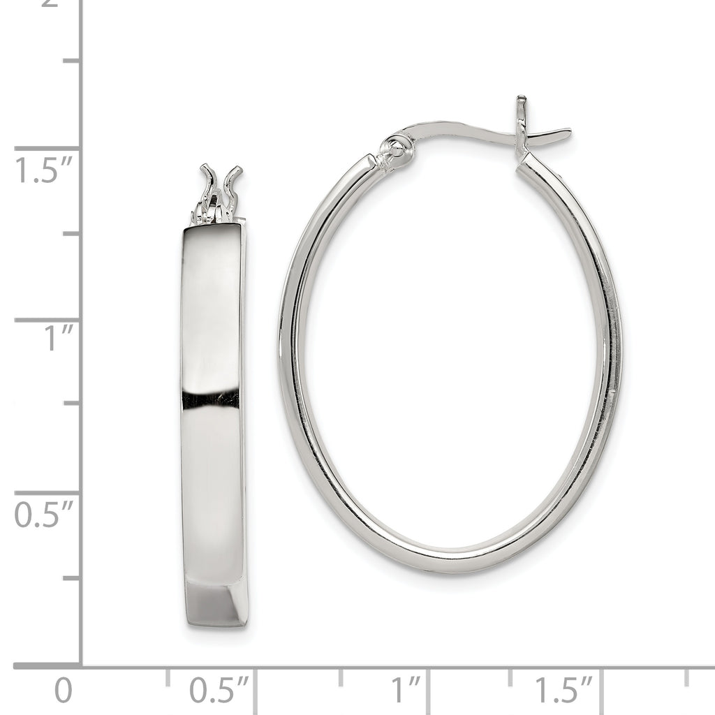 Sterling Silver Polished 4.75mm Oval Hoop Earrings