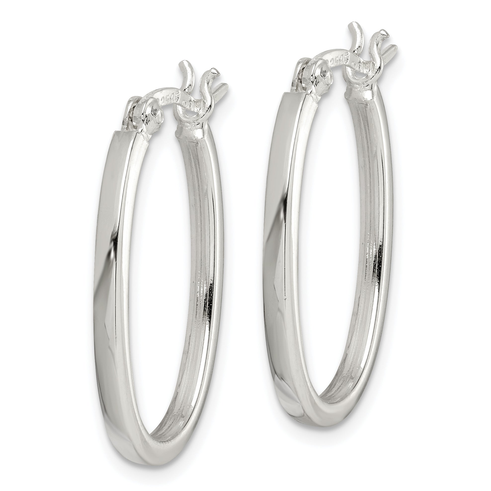 Sterling Silver 2.00mm Square Tube Oval Hoop Earrings Secondary image