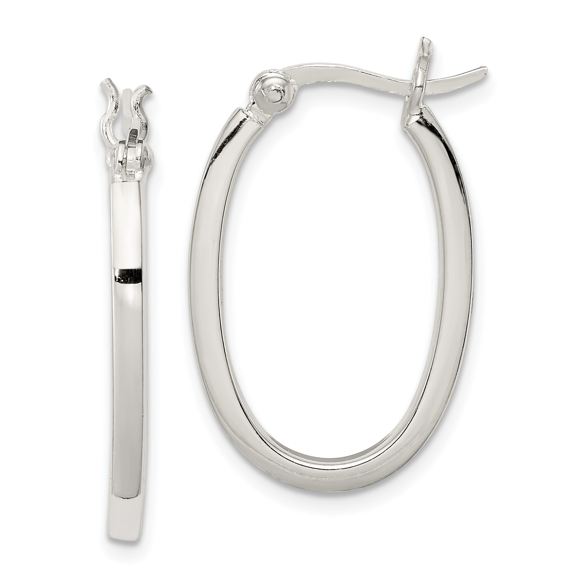 Sterling Silver 2.00mm Square Tube Oval Hoop Earrings Main image