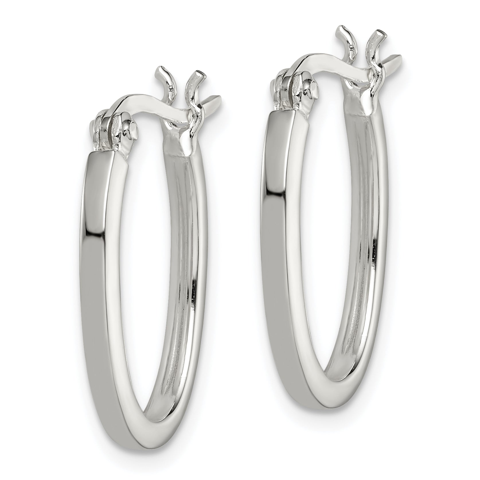 Sterling Silver 2.00mm Square Tube Oval Hoop Earrings Secondary image