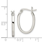Sterling Silver 2.00mm Square Tube Oval Hoop Earrings