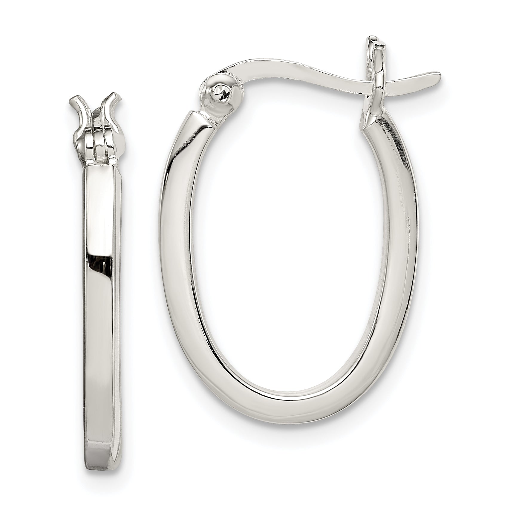 Sterling Silver 2.00mm Square Tube Oval Hoop Earrings