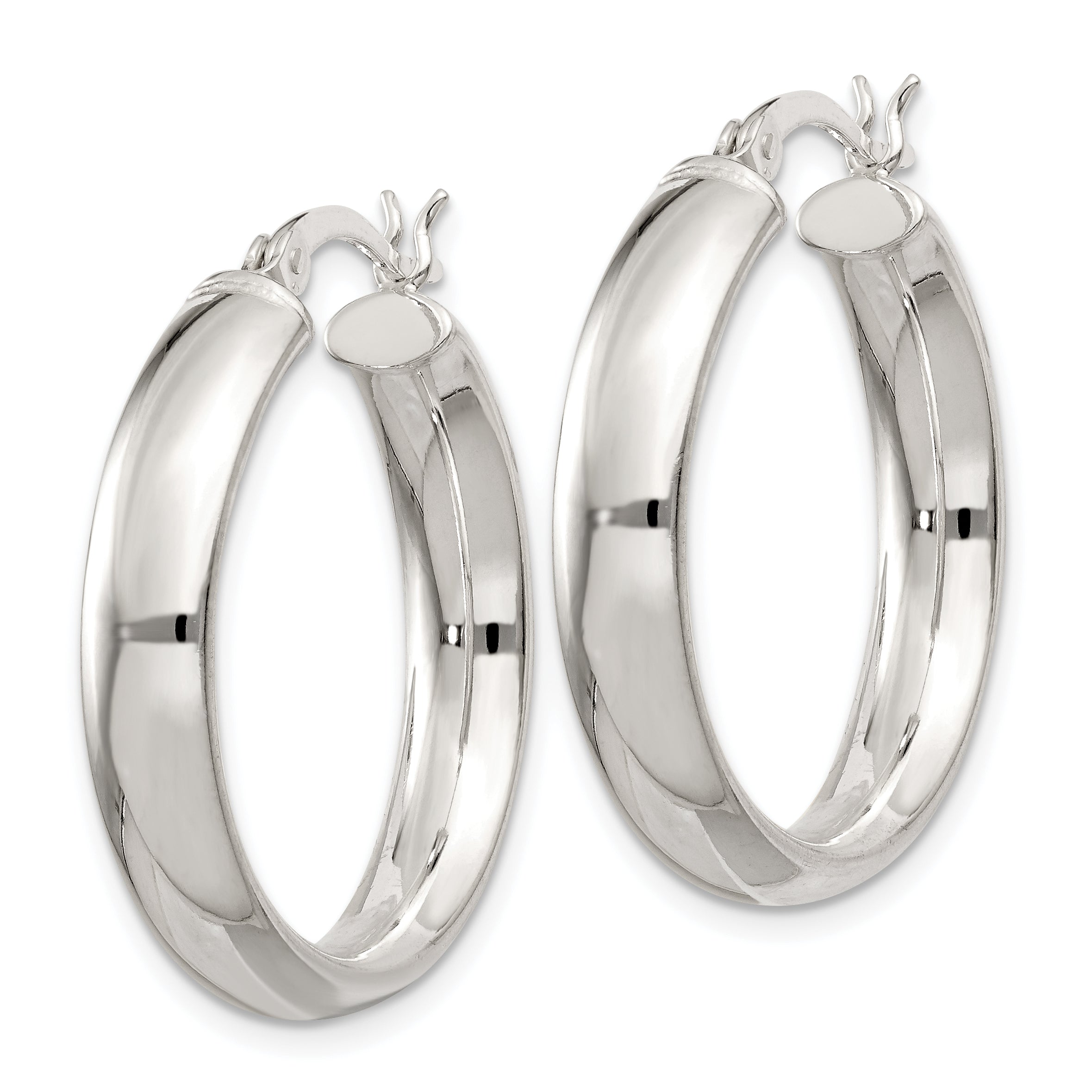 Sterling Silver 5x25mm Hoop Earrings Secondary image