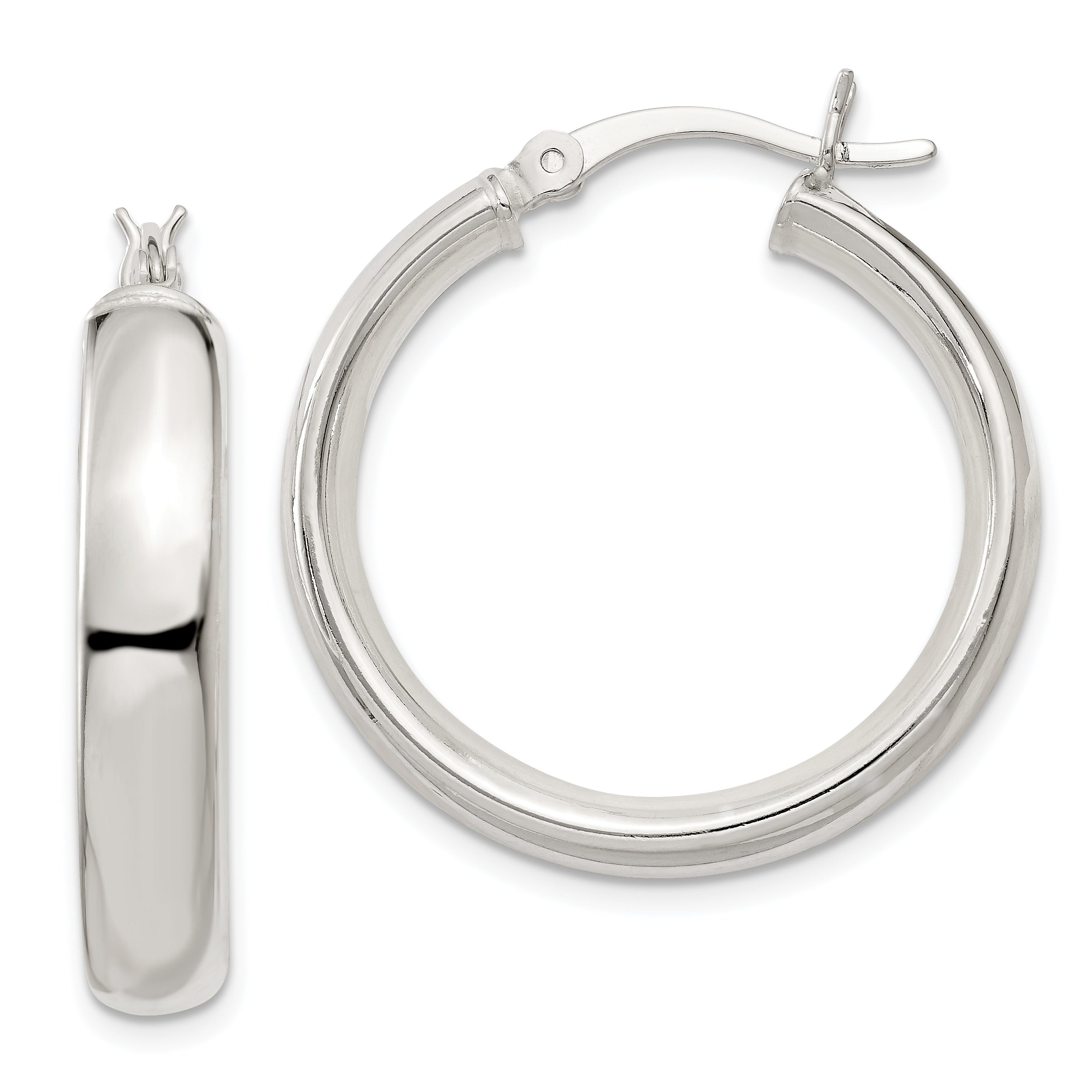 Sterling Silver 5x25mm Hoop Earrings Main image