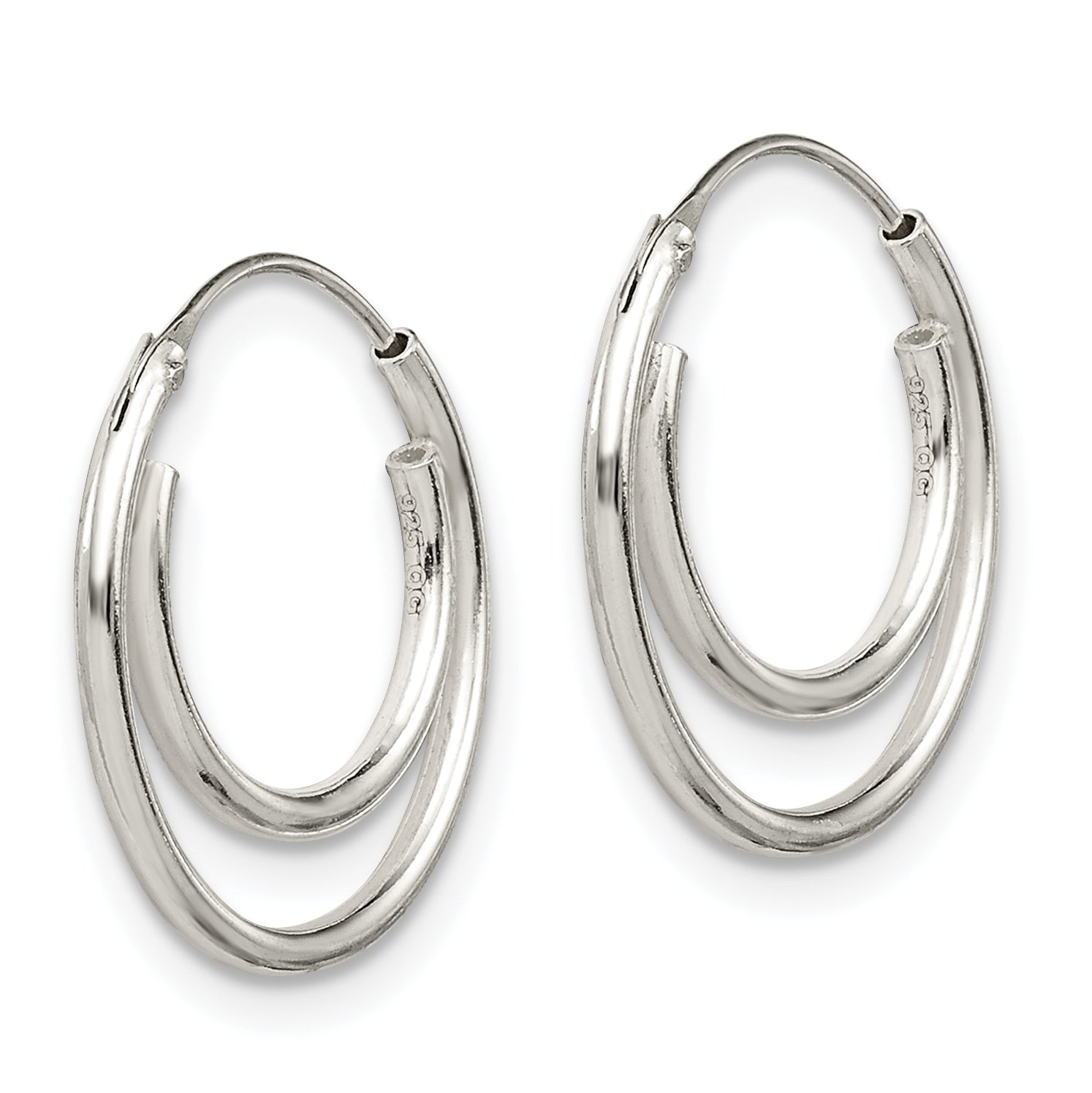 Sterling Silver Double Endless Hoop Earrings Secondary image