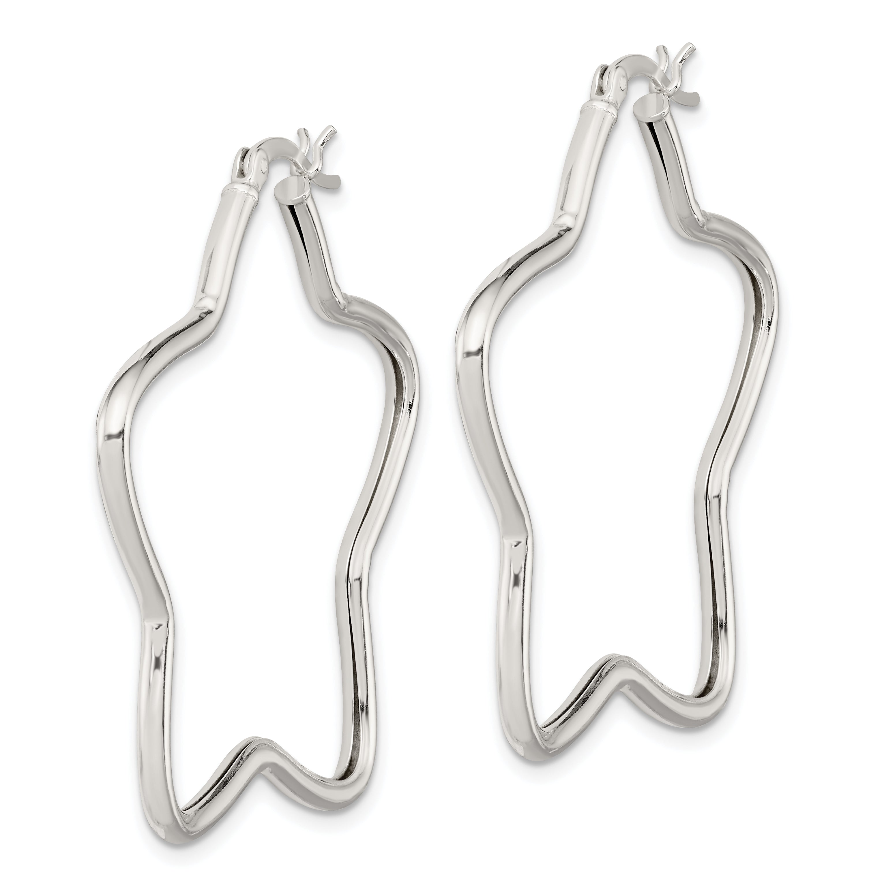 Sterling Silver Rhodium-Plated 2mm Star Hoop Earrings Secondary image