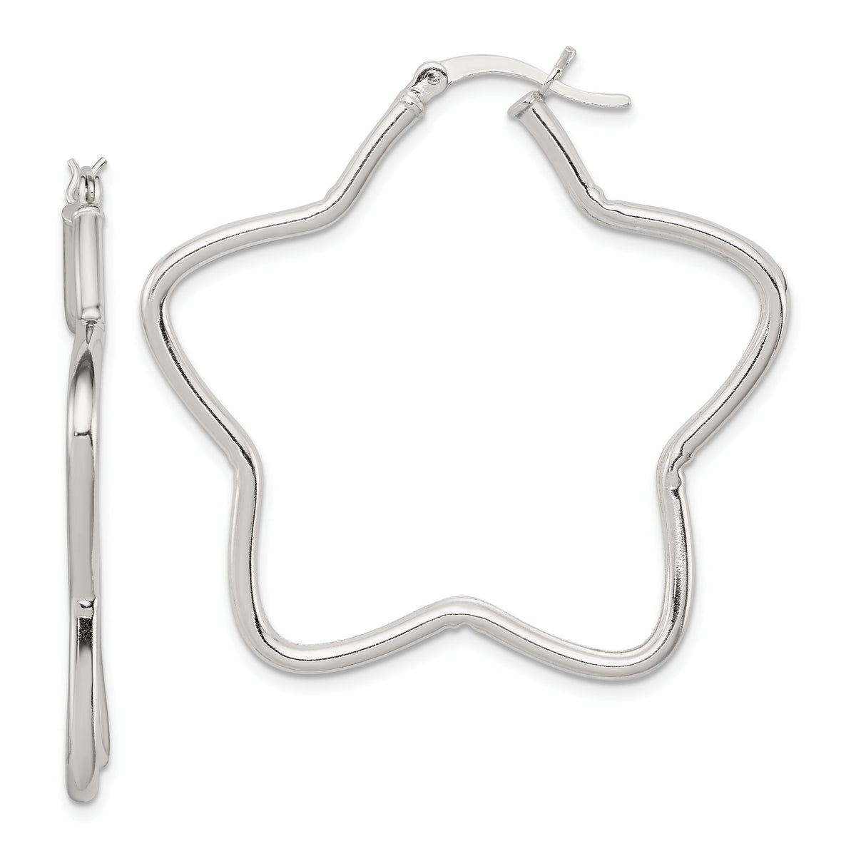 Star Hoop Earrings in Sterling Silver, 43mm - Sophia Jewelers Main image