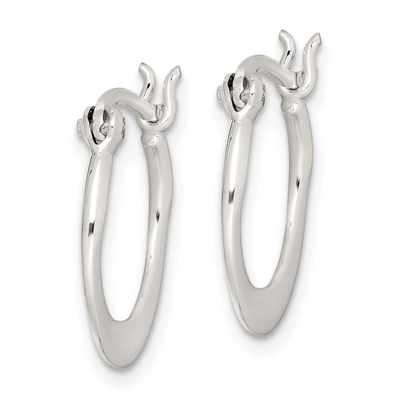 Sterling Silver Polished Tapered Round Hoop Earrings Secondary image