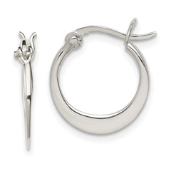 Sterling Silver Polished Tapered Round Hoop Earrings