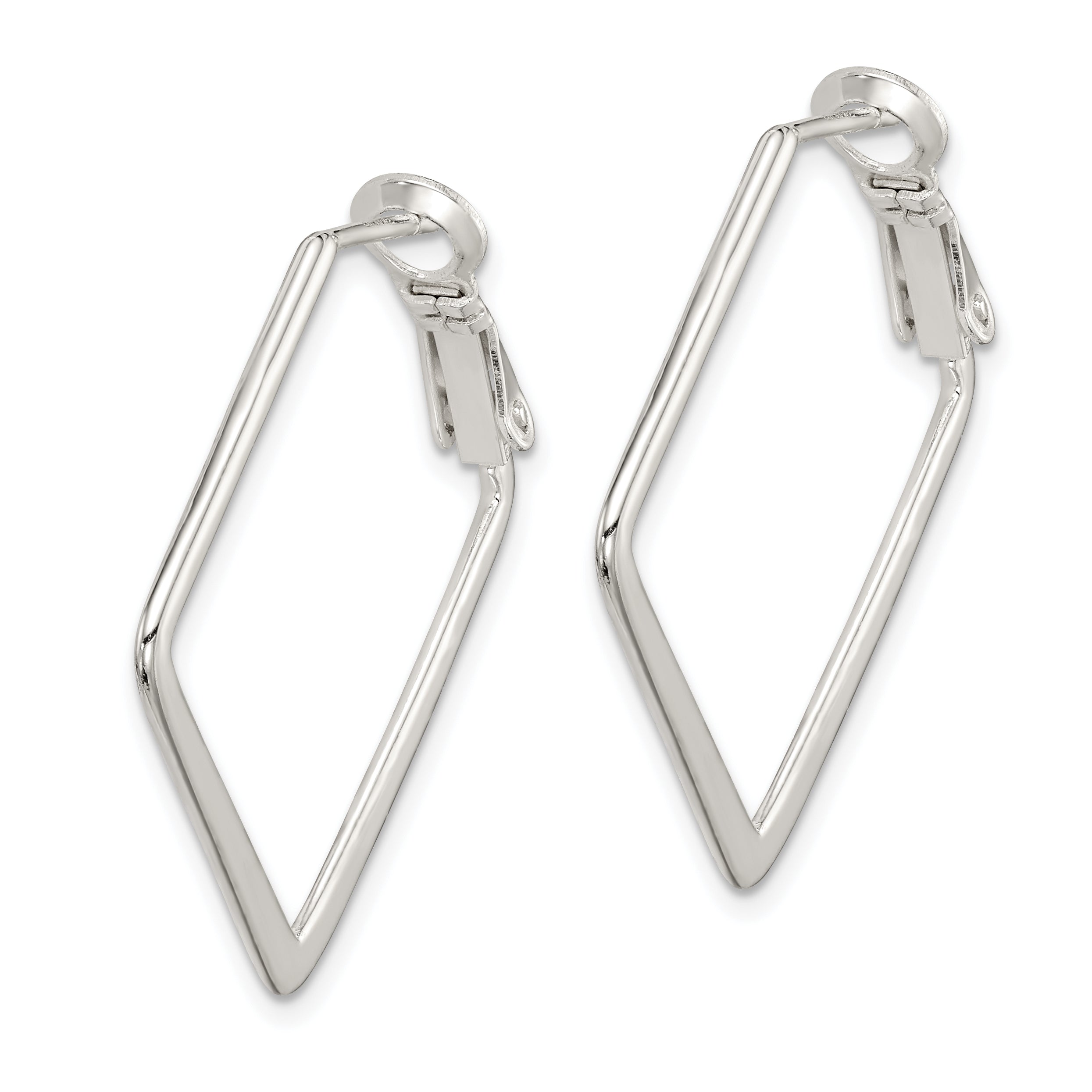 Sterling Silver Rhodium-plated Square Hoop Earrings Secondary image