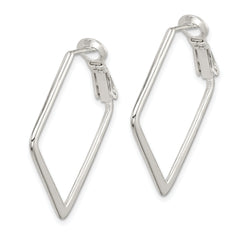 Sterling Silver Rhodium-plated Square Hoop Earrings