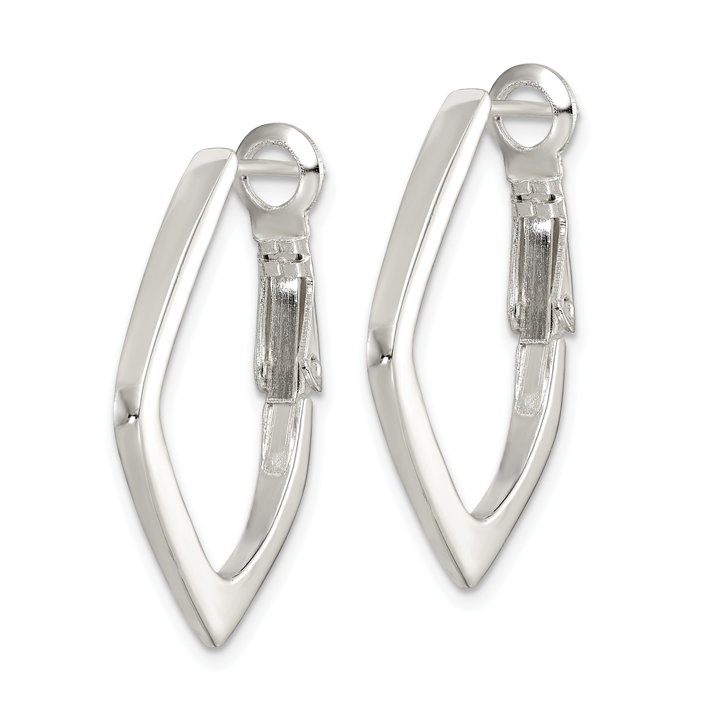Sterling Silver Rhodium-plated Omega Back Earrings