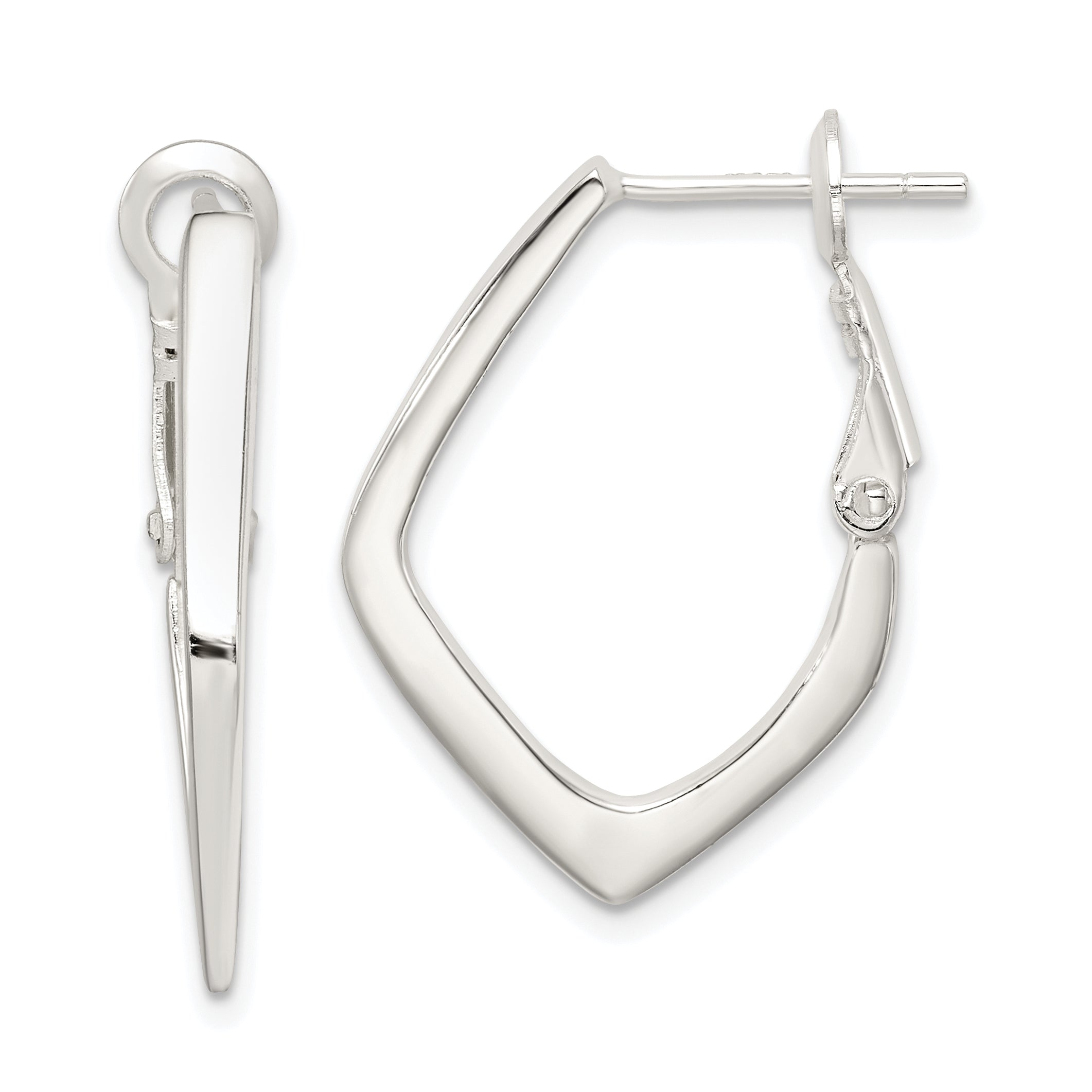 Sterling Silver Rhodium-plated Omega Back Earrings