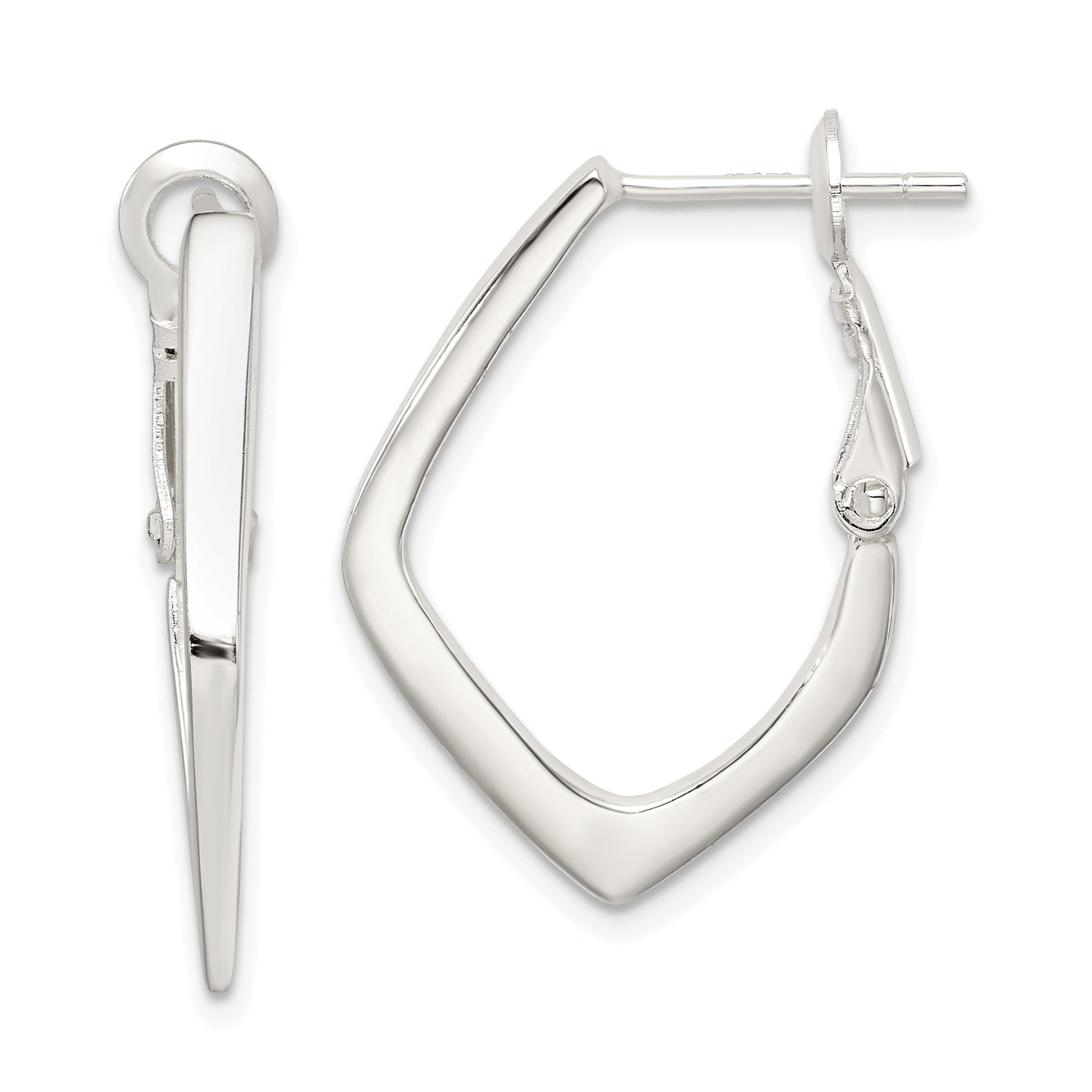Sterling Silver Rhodium-plated Omega Back Earrings Main image
