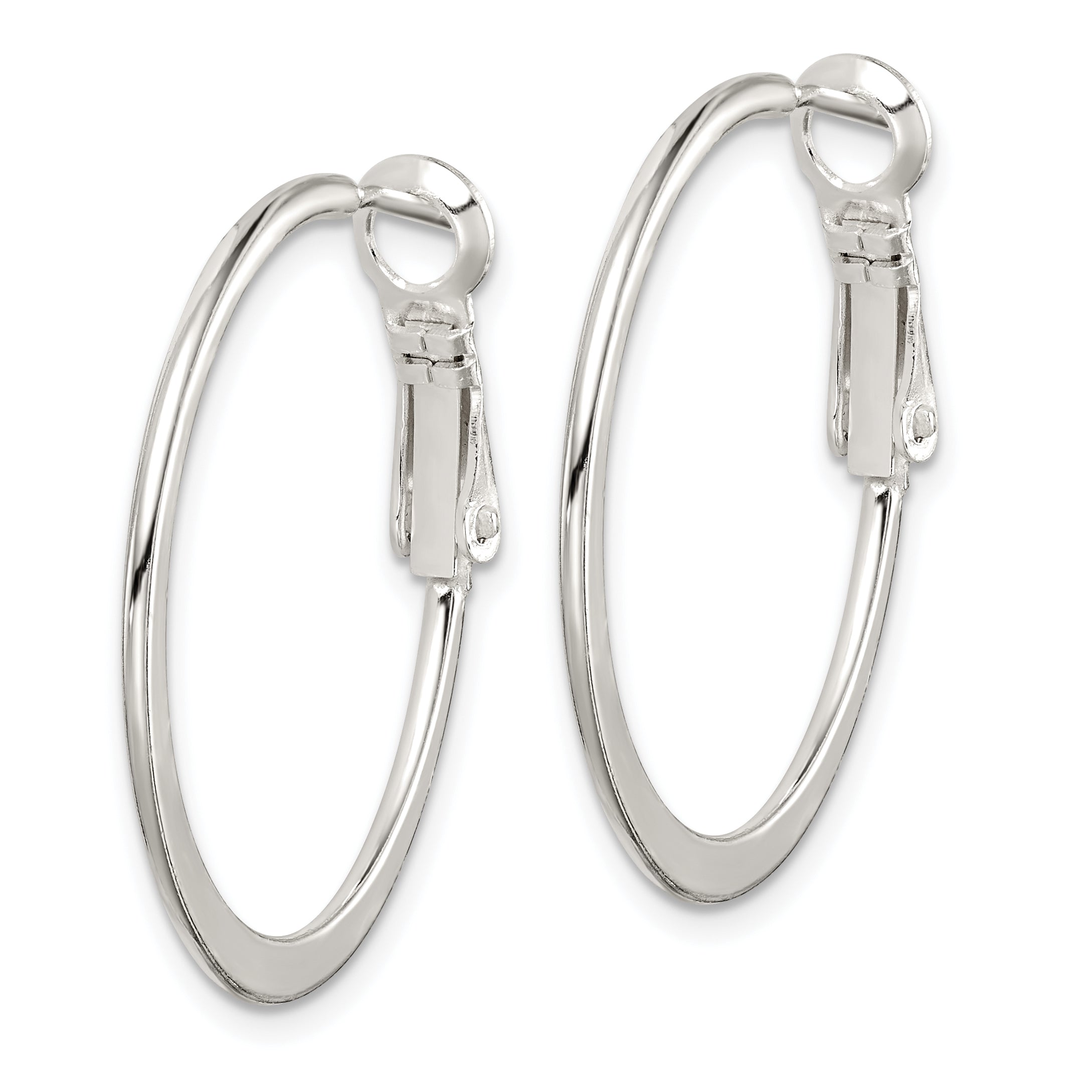 Sterling Silver Flat Hoop Earrings Secondary image
