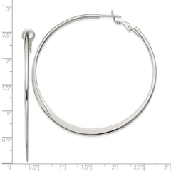 Sterling Silver Polish & Tapered 1.5mm Omega Back Round Hoop Earrings