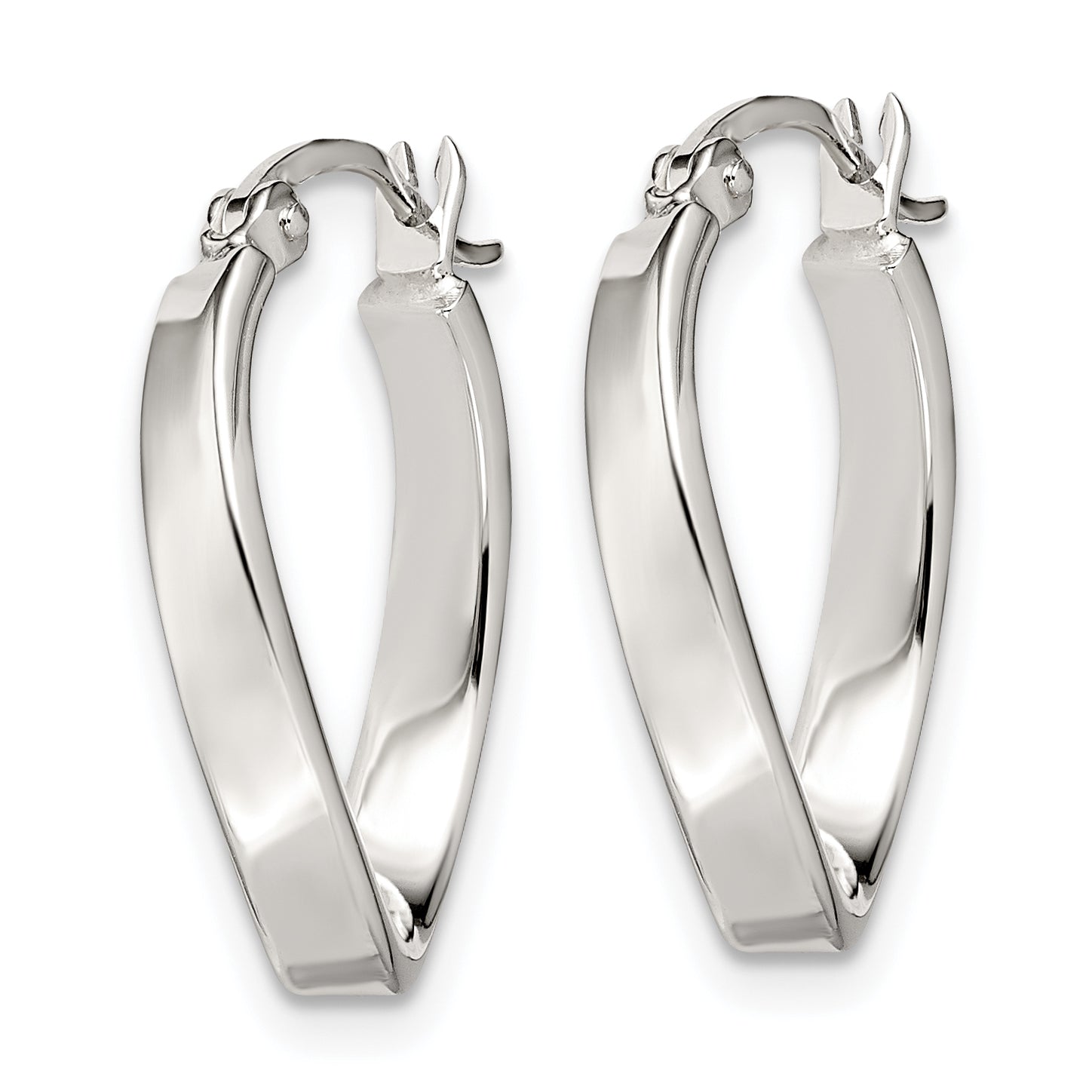 Sterling Silver Polished & Twisted Oval Hoop Earrings Secondary image