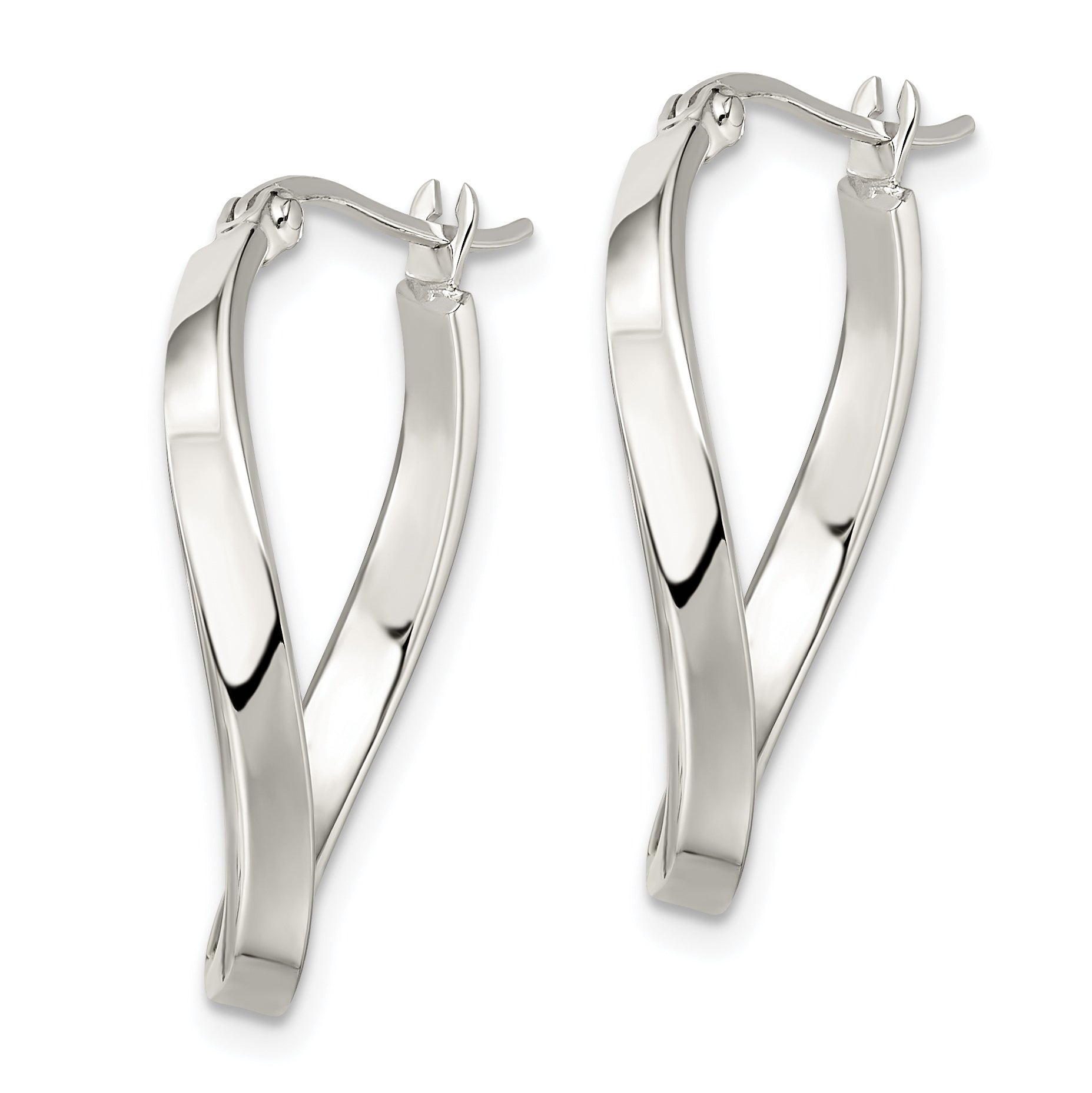 Sterling Silver Polished & Twisted Oval Hoop Earrings Secondary image