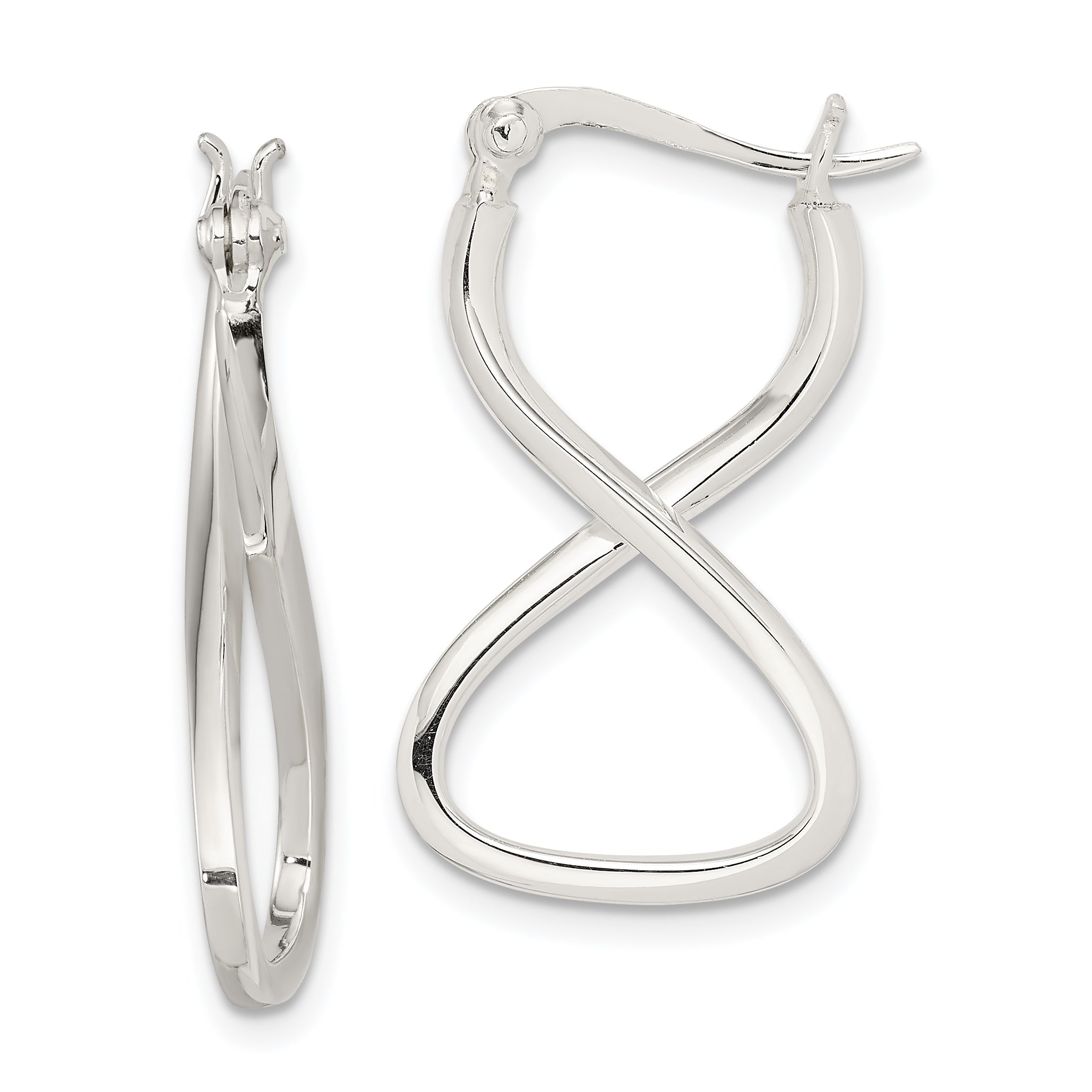 Sterling Silver Polished & Twisted Oval Hoop Earrings Main image