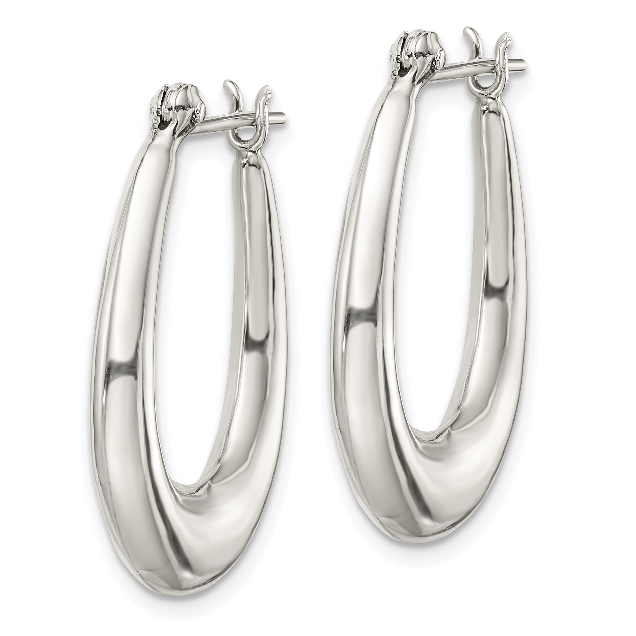 Tapered Oval Hoop Earrings in Sterling Silver Secondary image