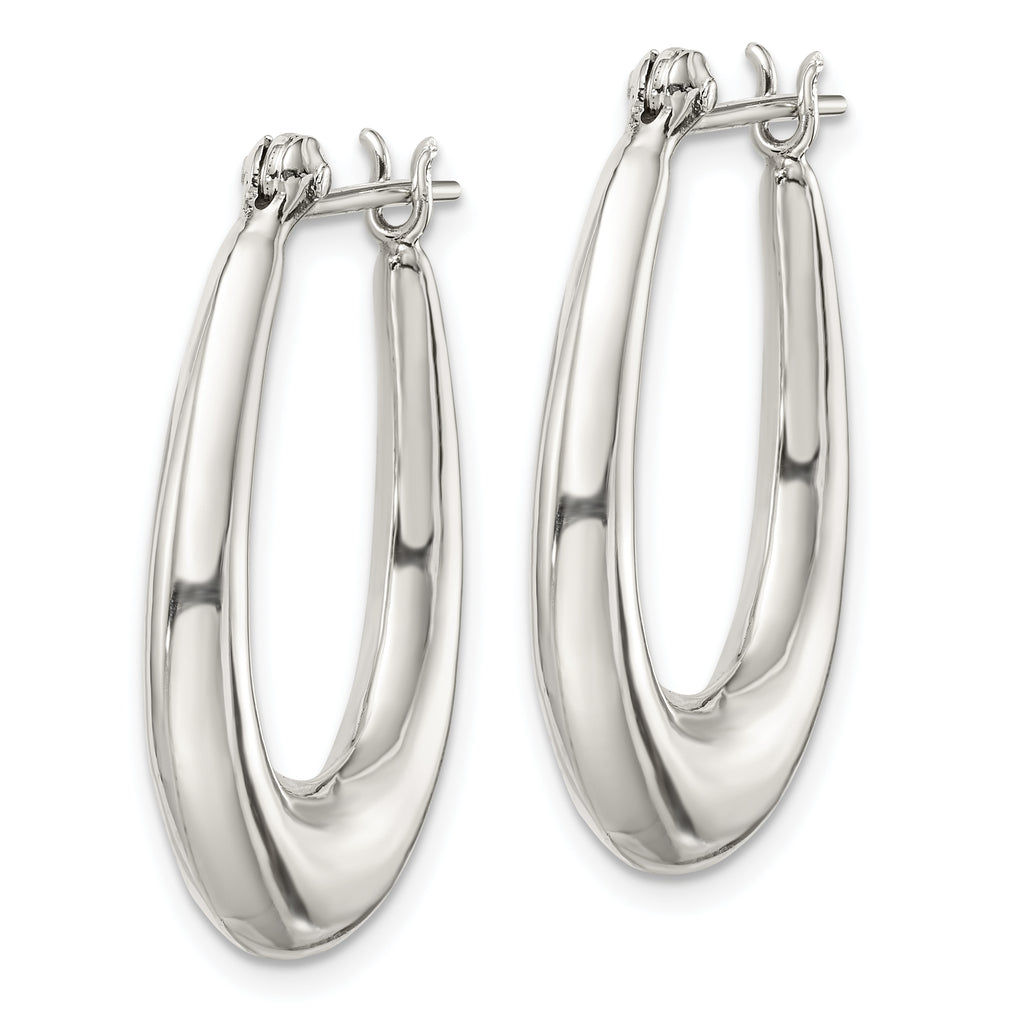Tapered Oval Hoop Earrings in Sterling Silver