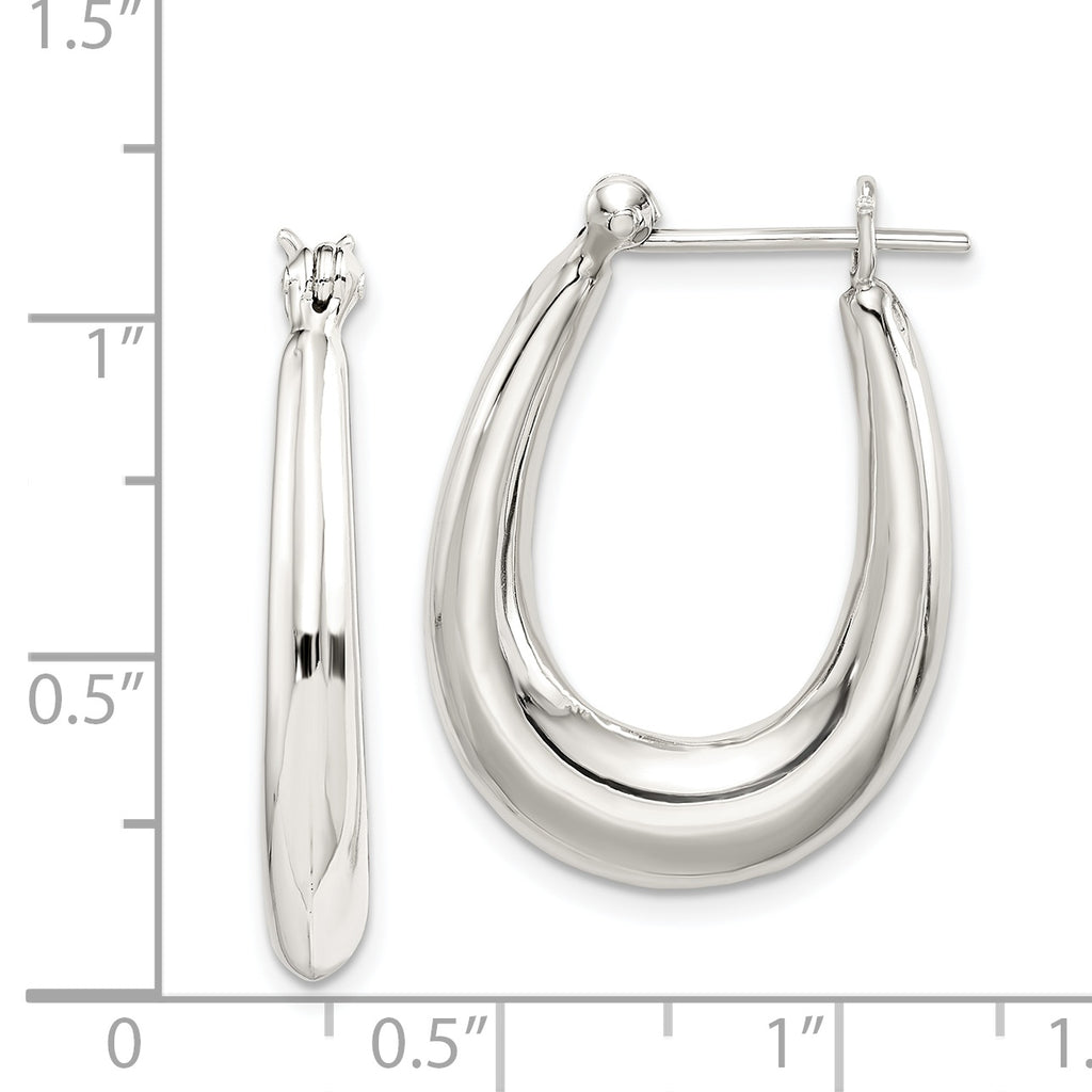Tapered Oval Hoop Earrings in Sterling Silver