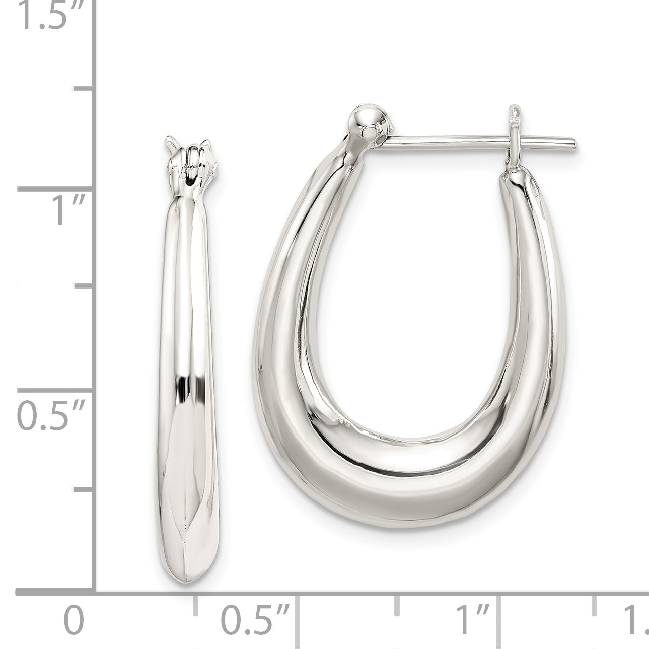 Tapered Oval Hoop Earrings in Sterling Silver