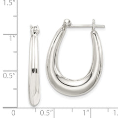 Sterling Silver Polished & Tapered Oval Hoop Earrings