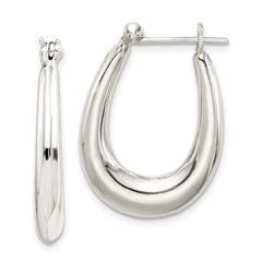 Sterling Silver Polished & Tapered Oval Hoop Earrings