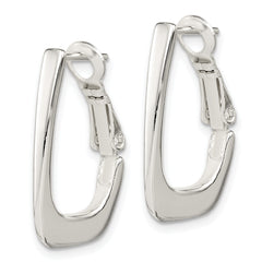 Sterling Silver Rhodium-plated Tapered Omega Back Hoop Earrings