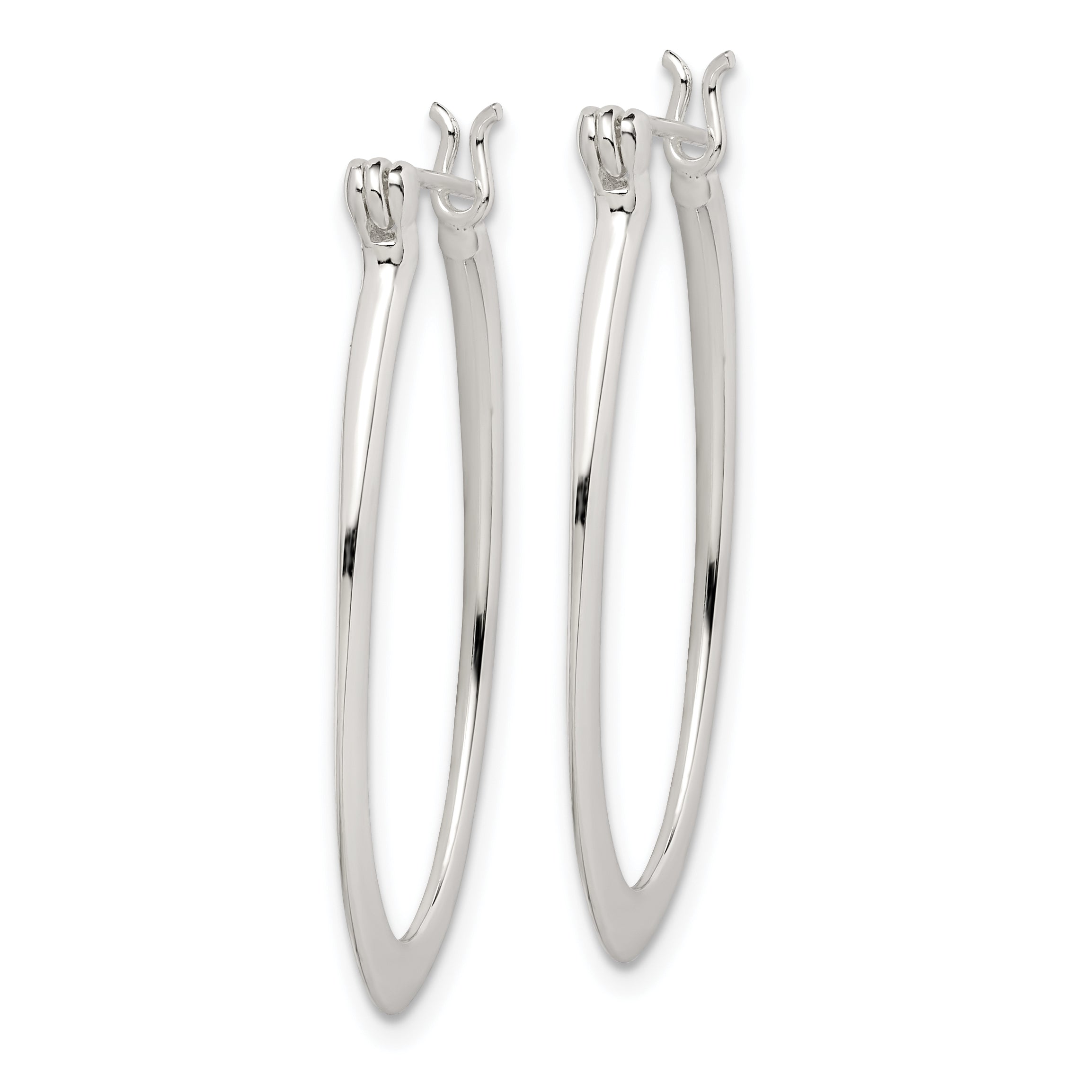 Sterling Silver Polished & Tapered Oval Hoop Earrings Secondary image