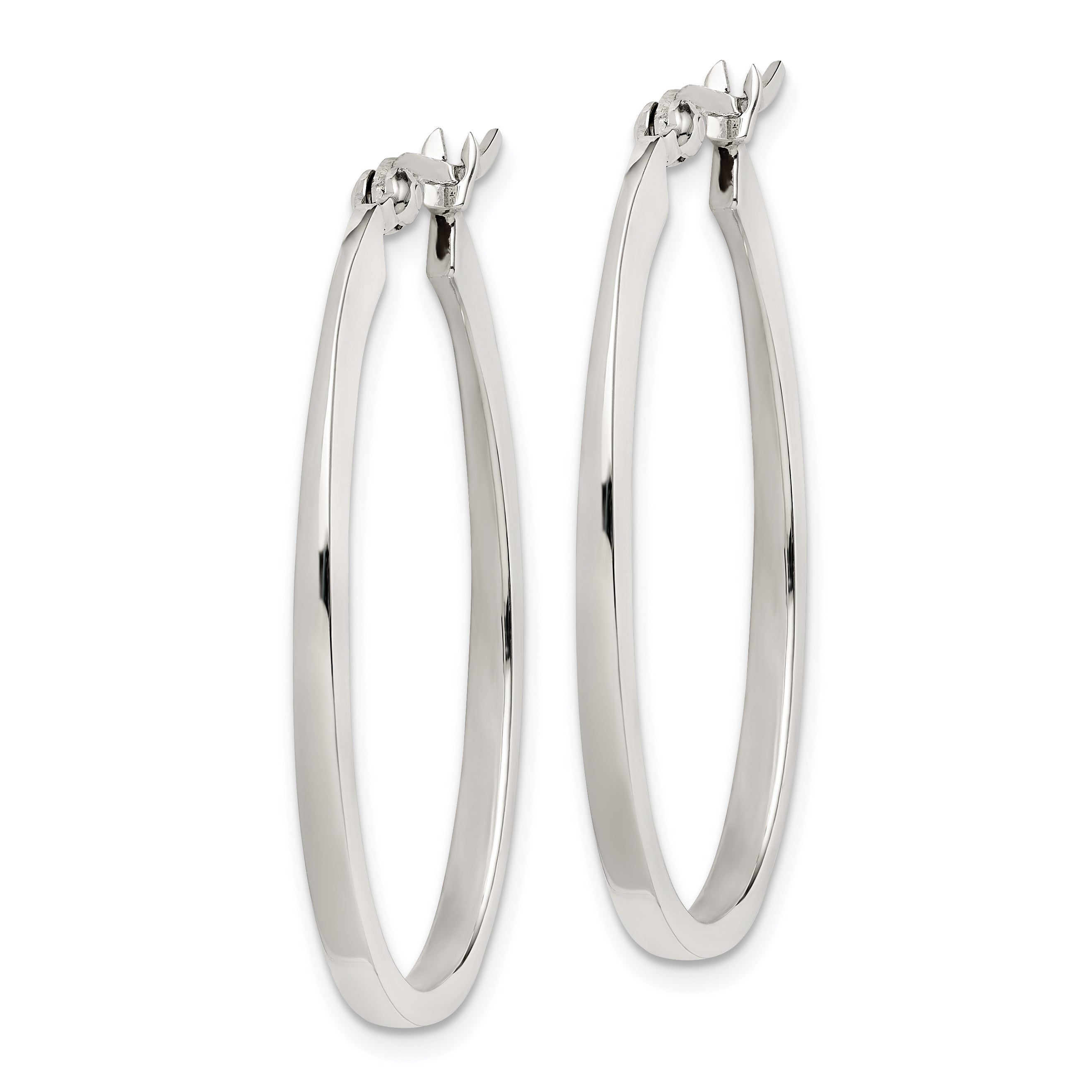 Sterling Silver Tapered 3mm Oval Hoop Earrings Secondary image
