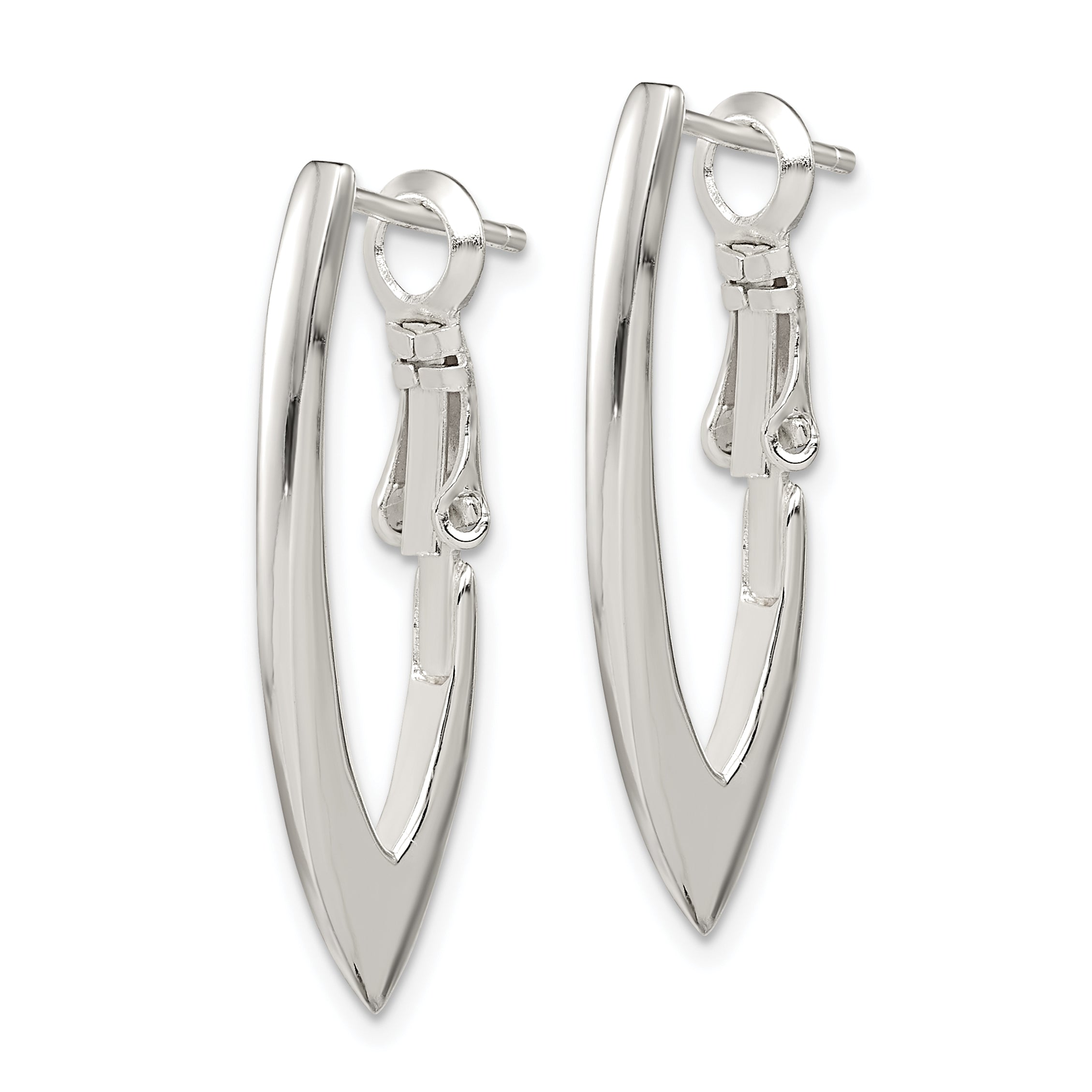 Sterling Silver Tapered Omega Back Hoop Earrings Secondary image