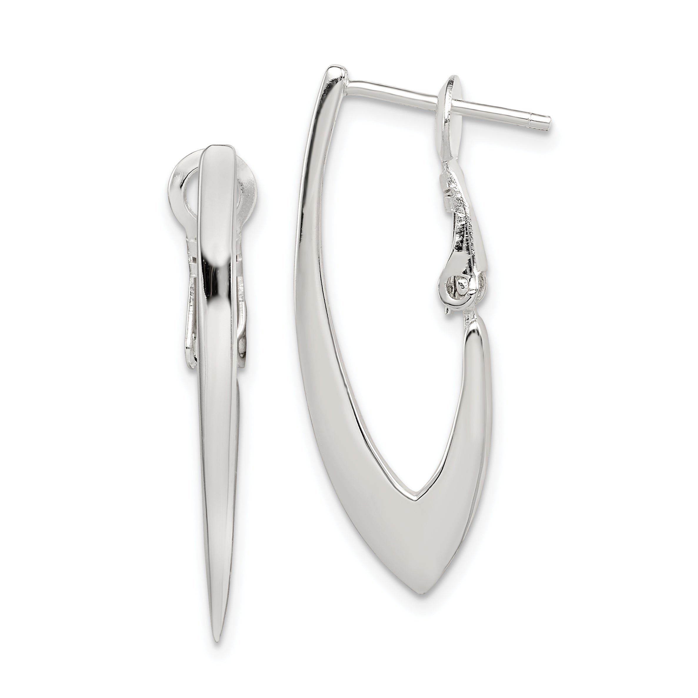 Sterling Silver Tapered Omega Back Hoop Earrings Main image