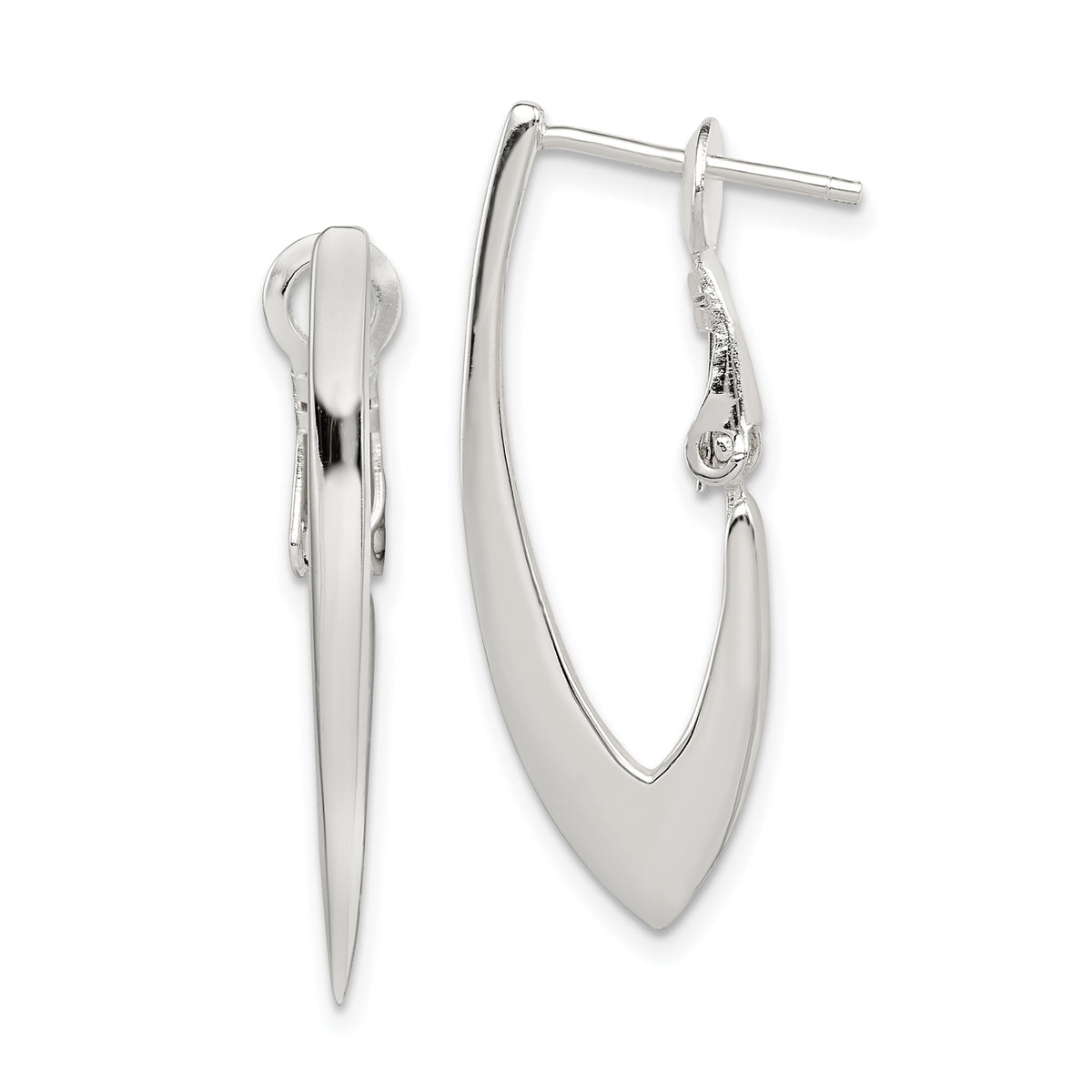 Sterling Silver Tapered Omega Back Hoop Earrings