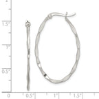 Sterling Silver Polished & Twisted 1.5mm Oval Hoop Earrings