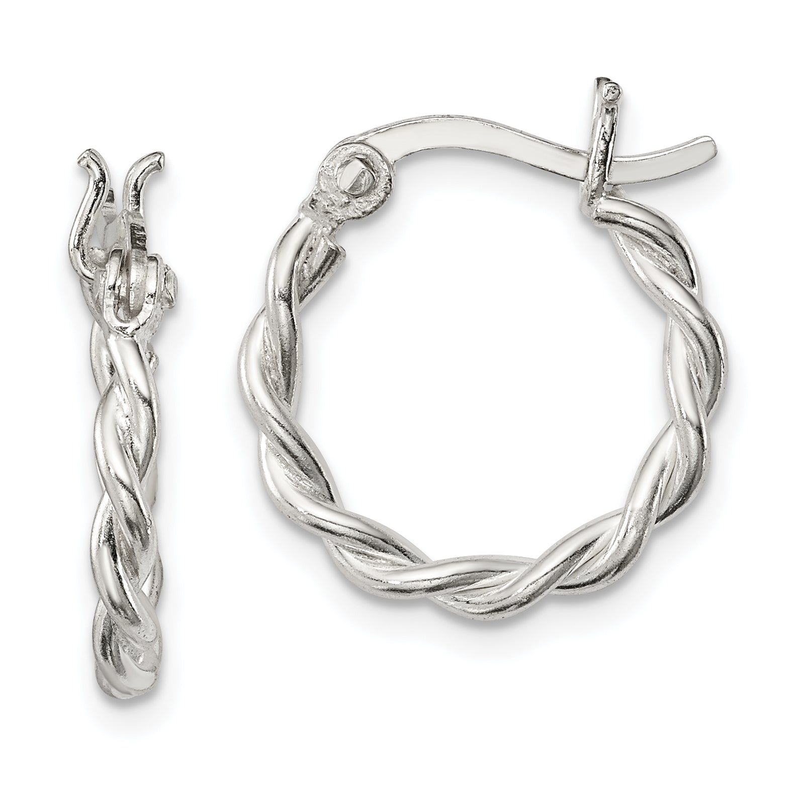 Sterling Silver Satin Twisted 2mm Hoop Earrings Main image