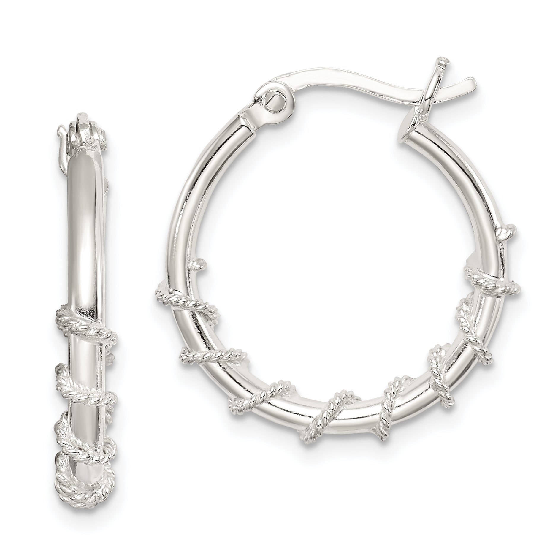 Sterling Silver Wrapped Hoop Earrings Main image