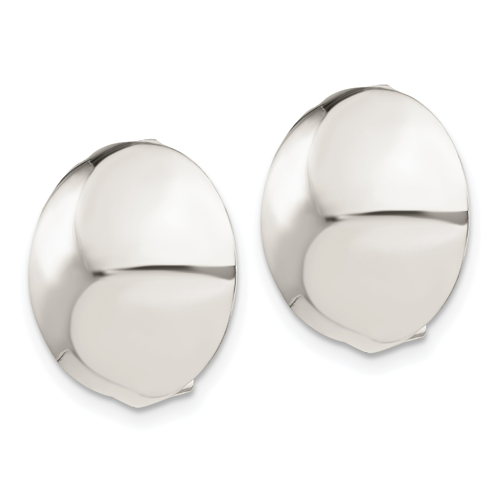 Sterling Silver Polished Non-Pierced 18mm Circle Button Earrings