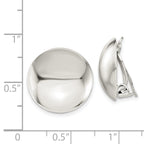 Sterling Silver Polished Non-Pierced 18mm Circle Button Earrings