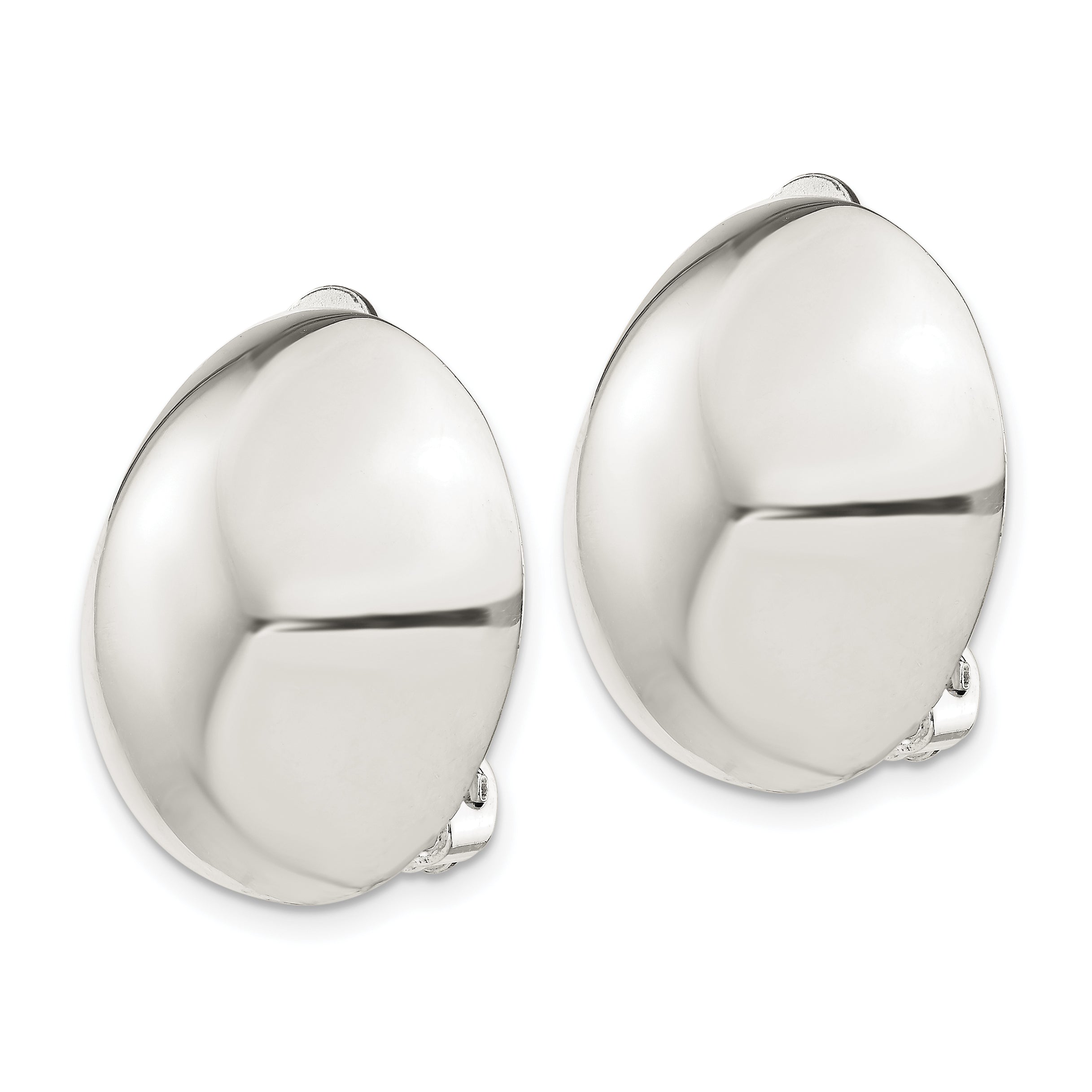 Sterling Silver Polished Non-Pierced 23mm Circle Button Earrings Secondary image