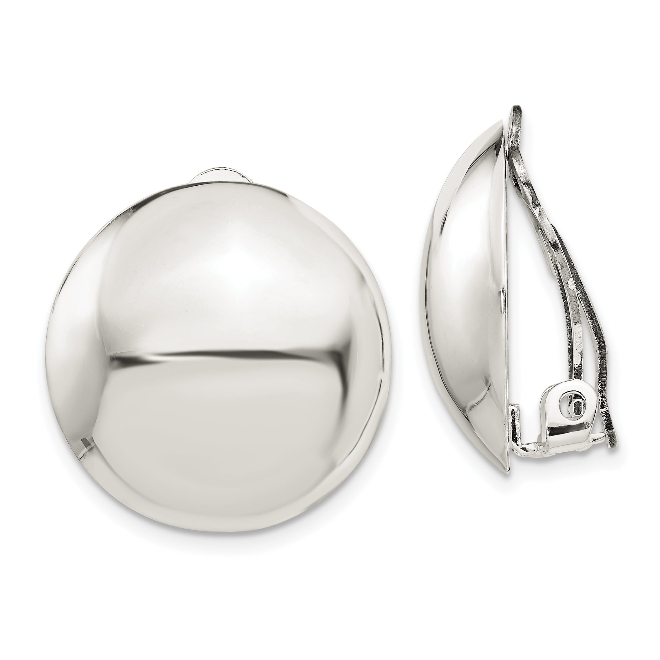 Sterling Silver Polished Non-Pierced 23mm Circle Button Earrings Main image