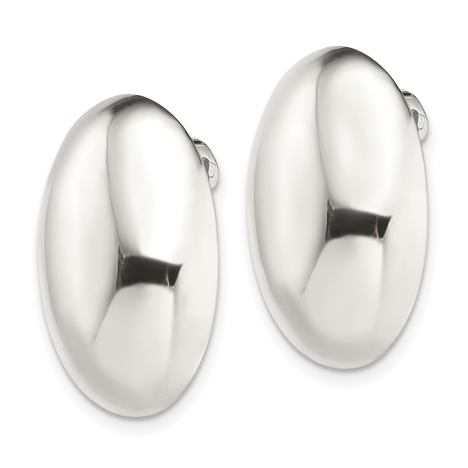 Sterling Silver Polished Non-Pierced 25x18mm Oval Button Earrings