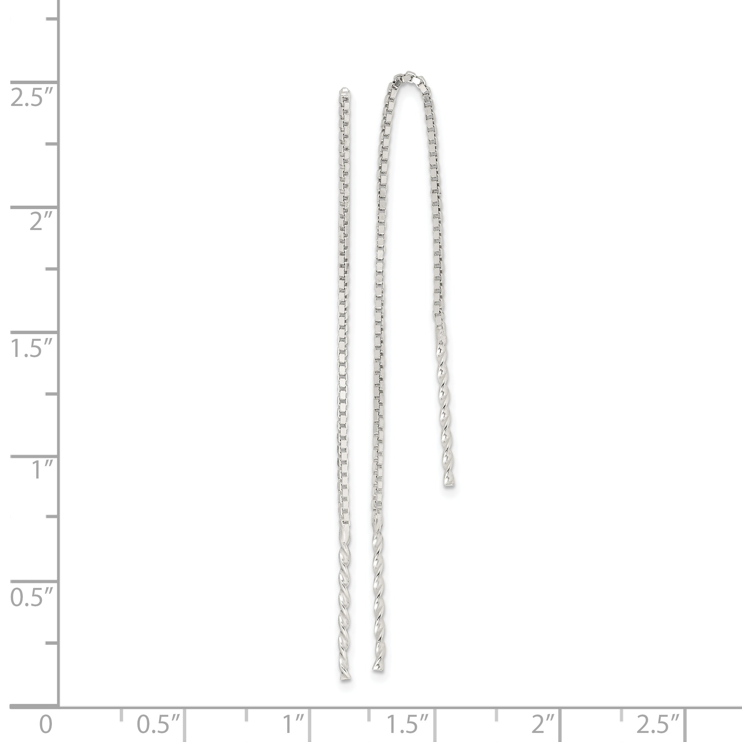 Sterling Silver Polished Twisted Spiral Bar Threader Earrings