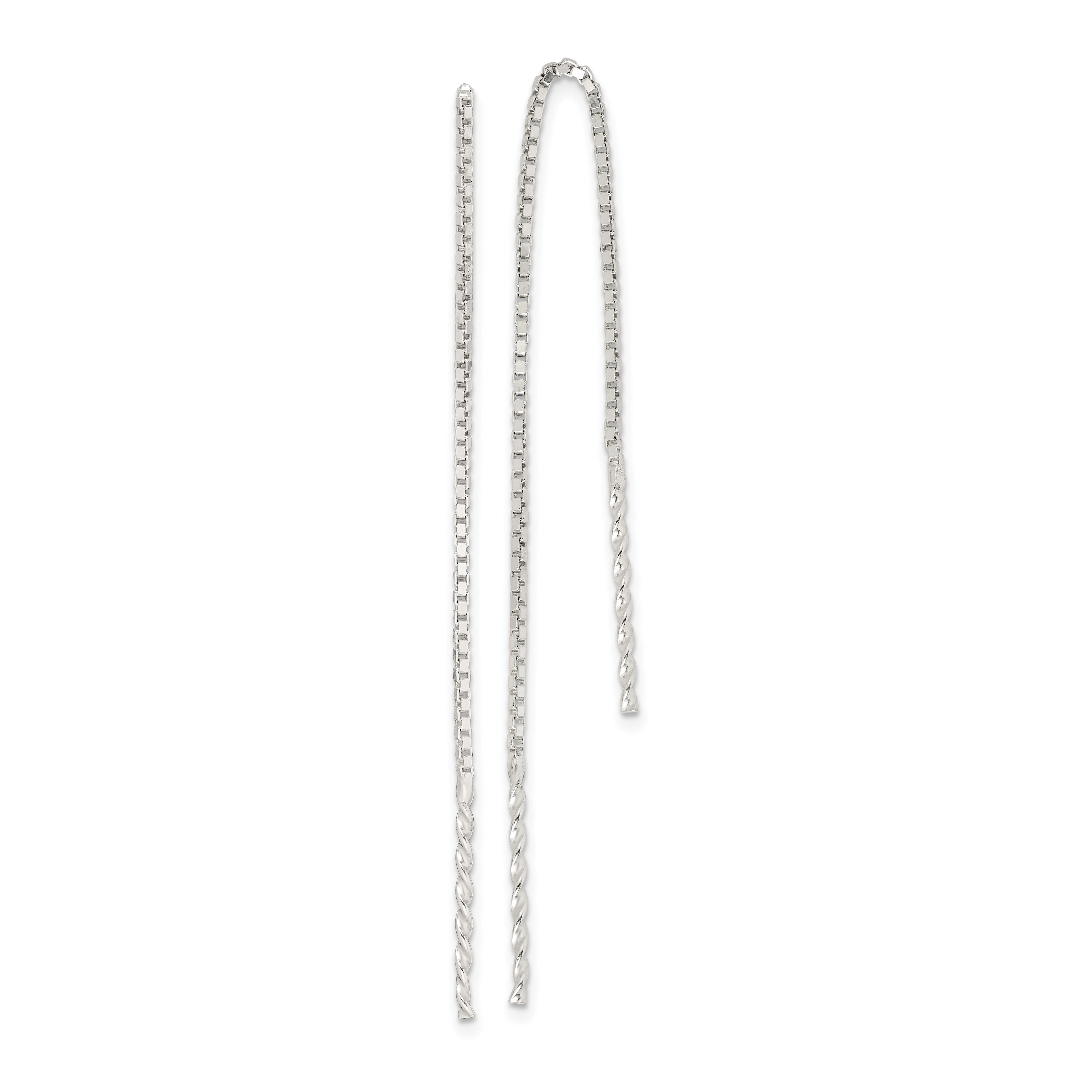 Sterling Silver Polished Twisted Spiral Bar Threader Earrings Main image